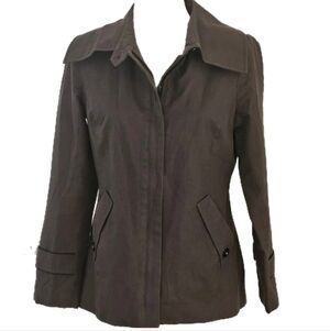 Soia & Kyo Womens Brown/GRN Cotton Blend Zip Front with Storm Flap Jacket Size M